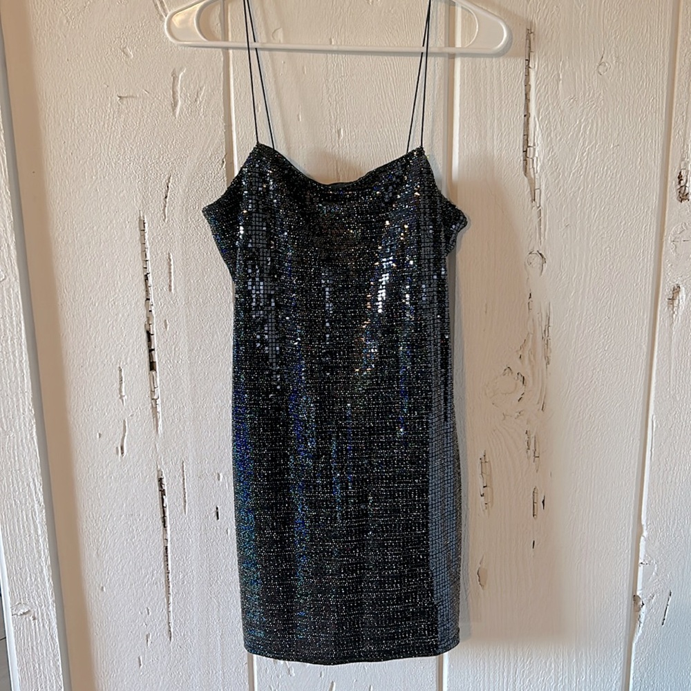 Nordstrom Topshop Black Sequin Dress Size 8